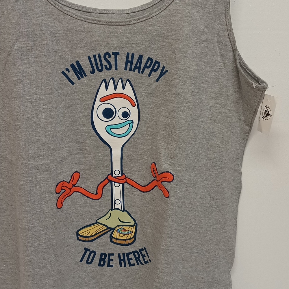 Disney Forky Tan Top Adult Sz XL I'm just Happy to be Here! Toy story 4 summer - Picture 13 of 13